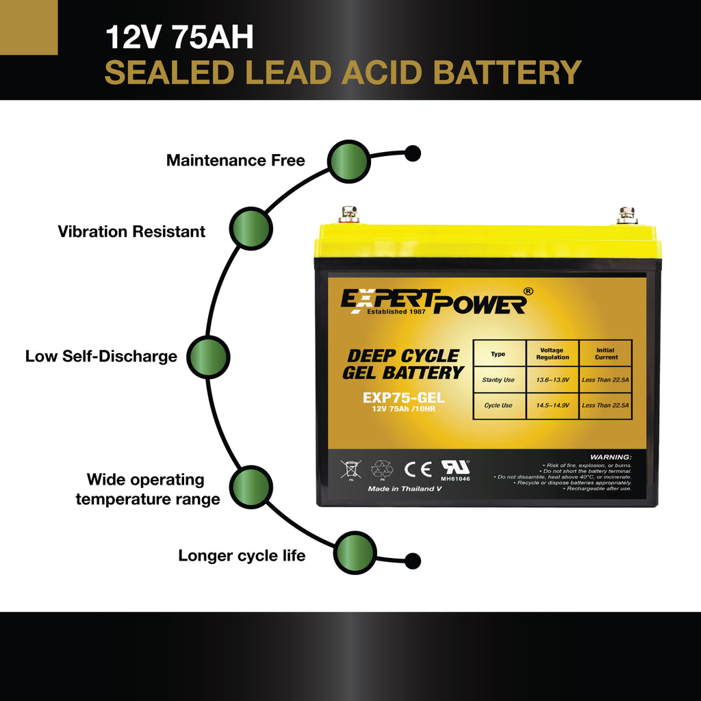 EXP75-GEL 12V 75Ah Gel Ciclo Profundo 