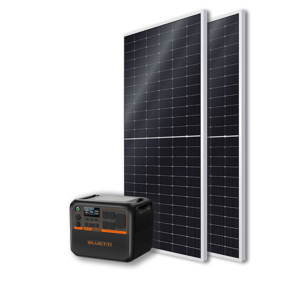 BLUETTI AC200PL Portable Power Station | 2400W - 2304Wh + 2x 540W Bifacial Mono PERC Solar Panels