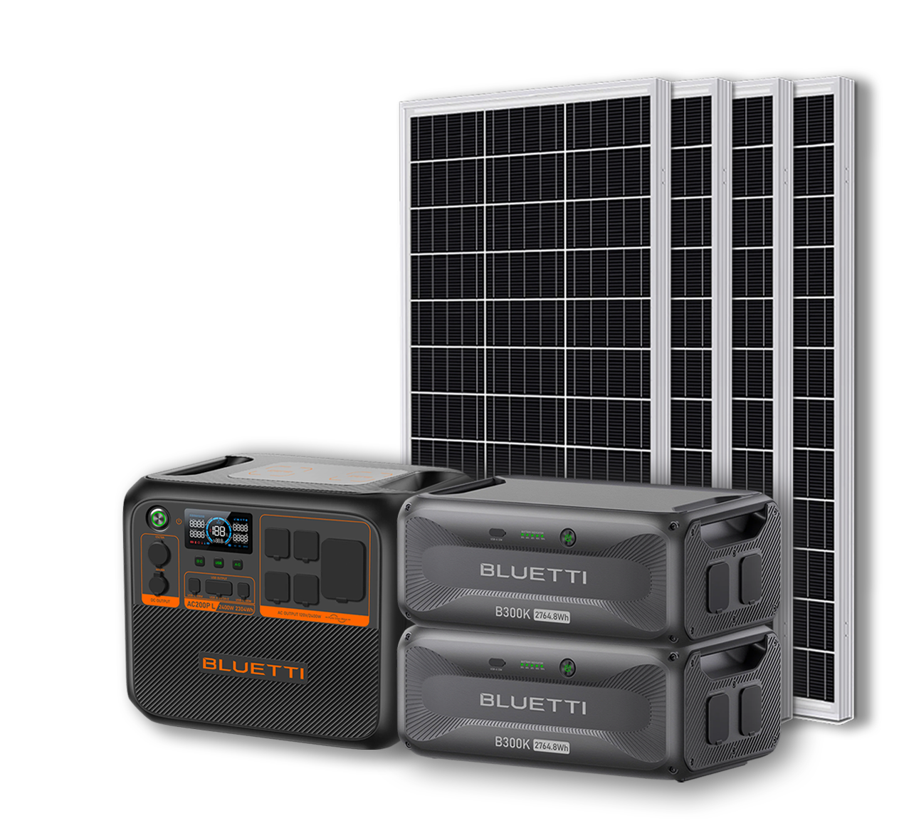 BLUETTI AC200PL Portable Power Station | 2400W - 2304Wh + Up to 12 x 100W Monocrystalline Solar Panels