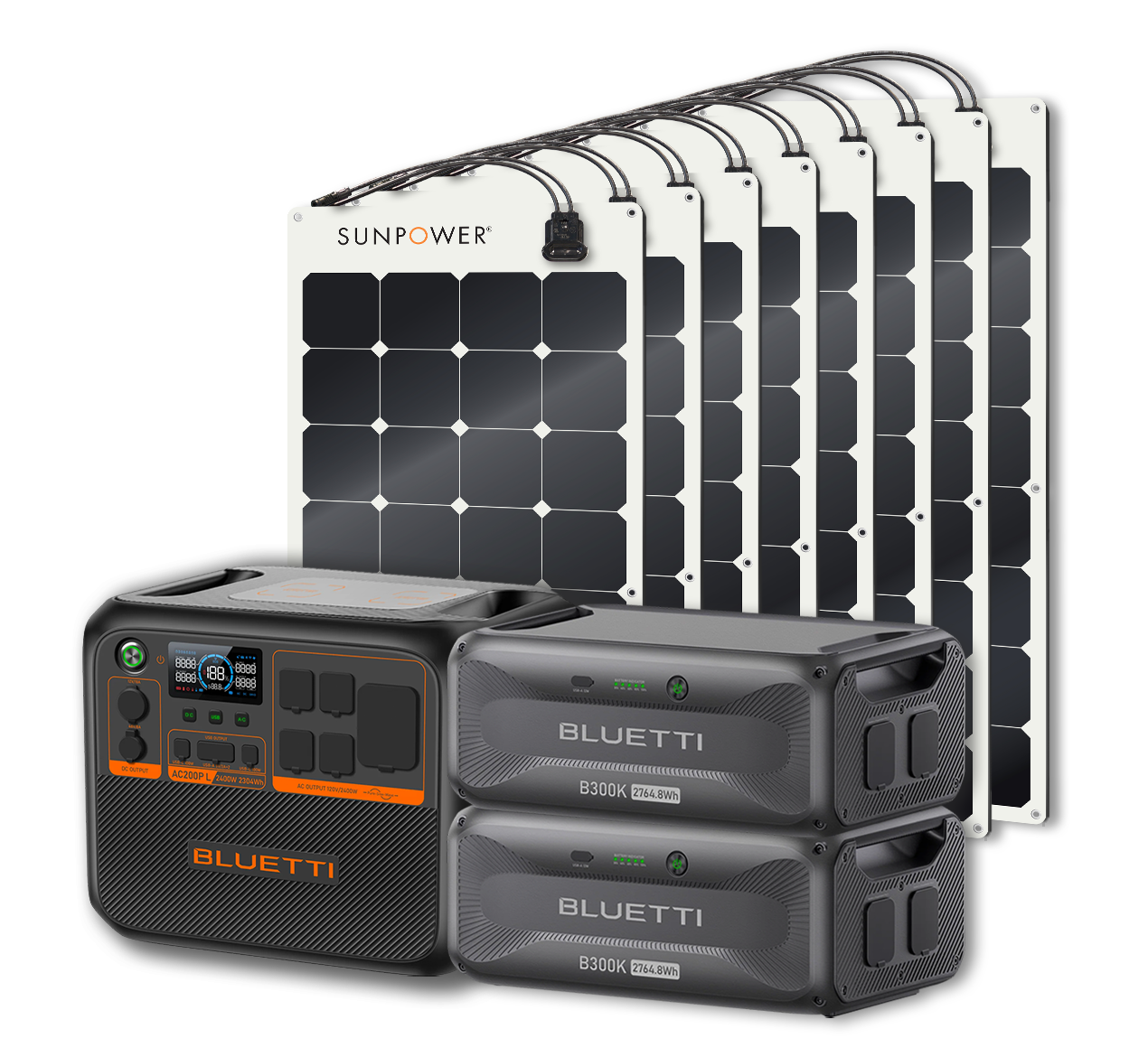 BLUETTI AC200PL Portable Power Station | 2400W - 2304Wh + Up to 12 x SunPower 100W Flexible Solar Panels