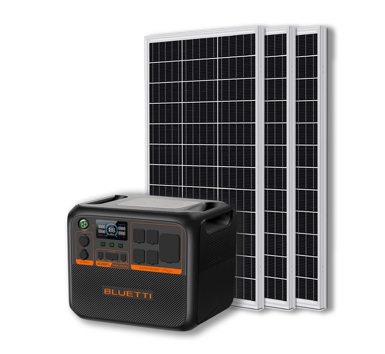 BLUETTI AC200PL Portable Power Station | 2400W - 2304Wh + Up to 12 x 100W Monocrystalline Solar Panels