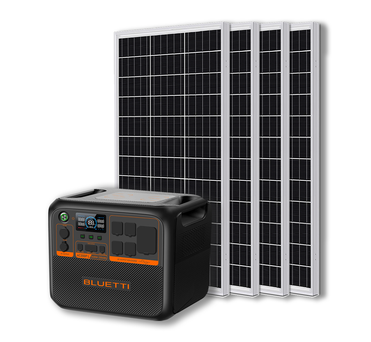 BLUETTI AC200PL Portable Power Station | 2400W - 2304Wh + Up to 12 x 100W Monocrystalline Solar Panels