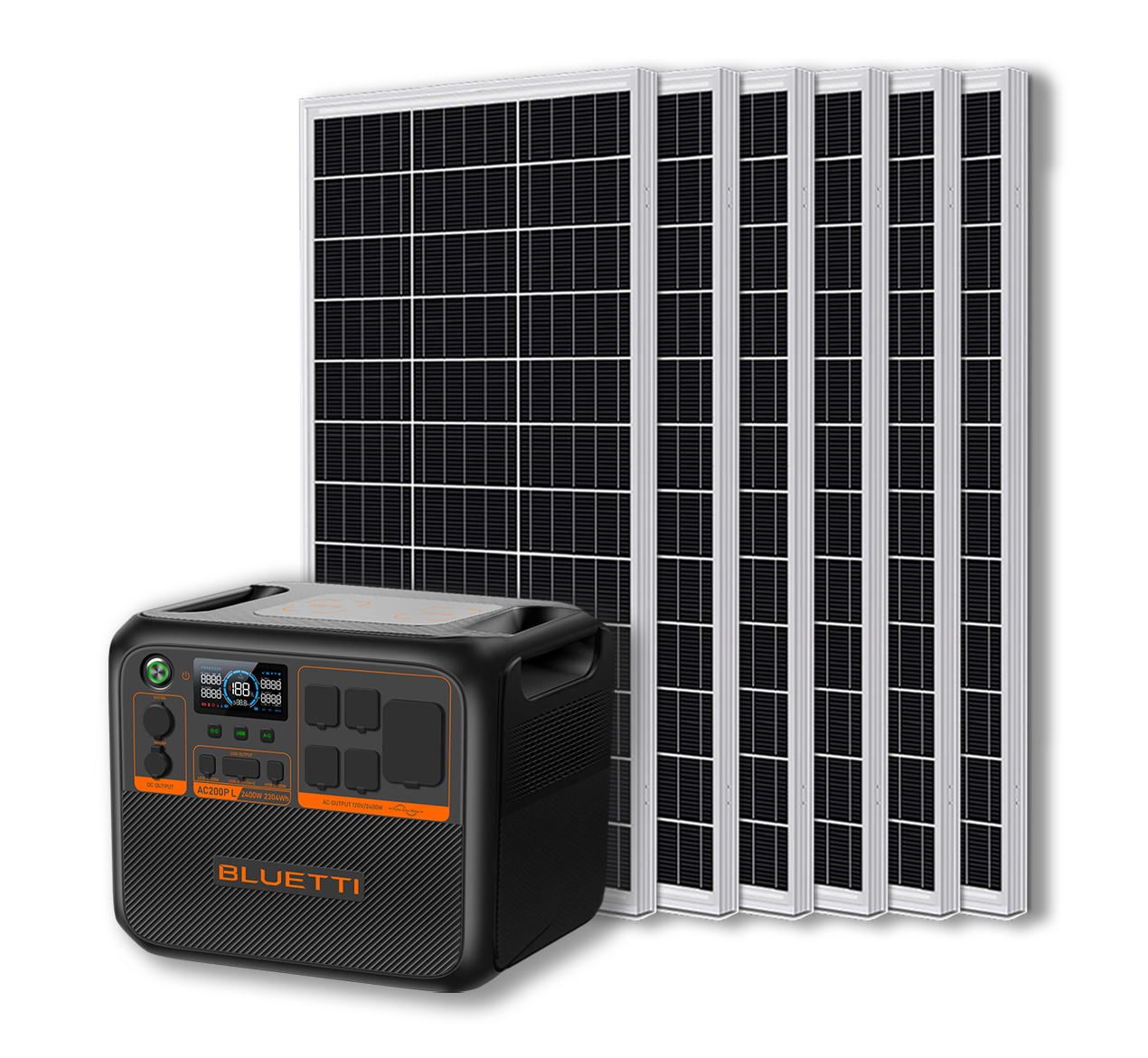 BLUETTI AC200PL Portable Power Station | 2400W - 2304Wh + Up to 12 x 100W Monocrystalline Solar Panels