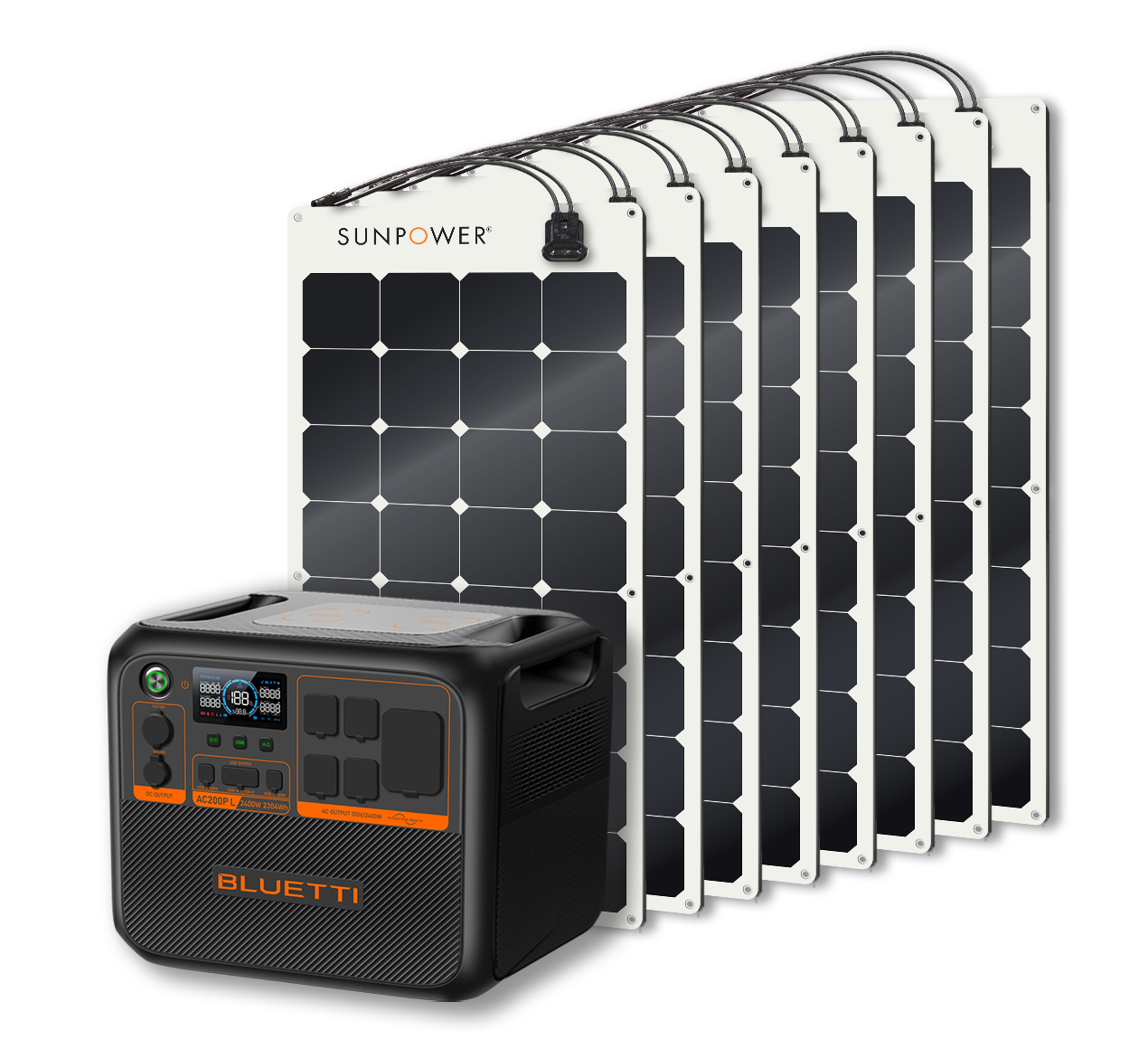 BLUETTI AC200PL Portable Power Station | 2400W - 2304Wh + Up to 12 x SunPower 100W Flexible Solar Panels