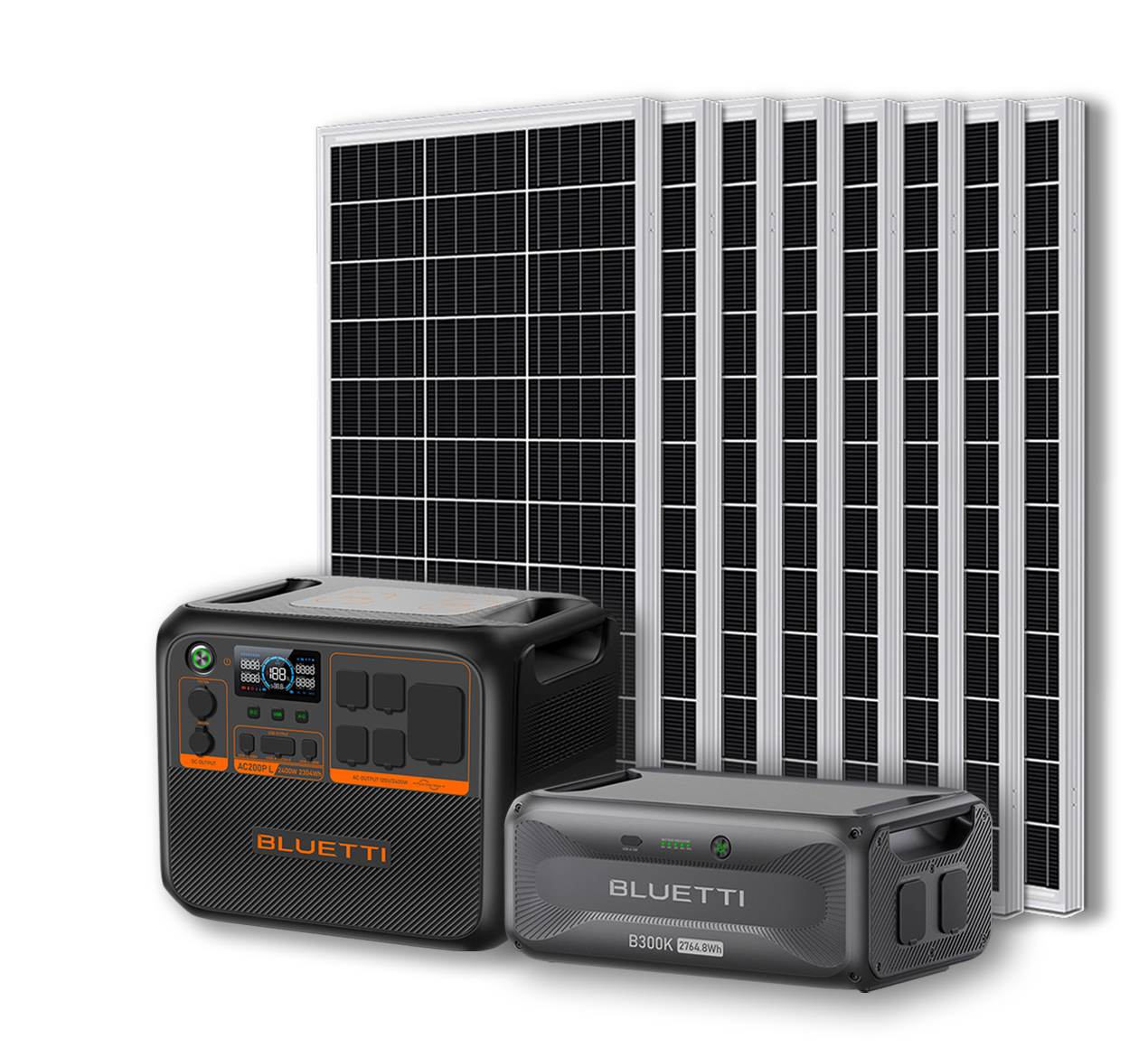 BLUETTI AC200PL Portable Power Station | 2400W - 2304Wh + Up to 12 x 100W Monocrystalline Solar Panels