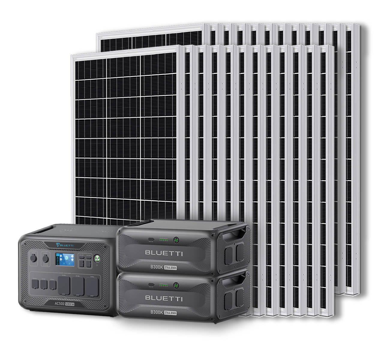 BLUETTI AC500 Portable Power Station +B300K Expansion Battery + Up to 24 x 100W Monocrystalline Solar Panels