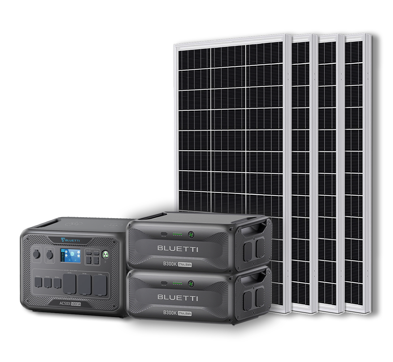 BLUETTI AC500 Portable Power Station +B300K Expansion Battery + Up to 24 x 100W Monocrystalline Solar Panels