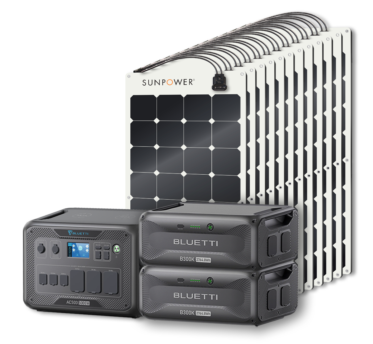 BLUETTI AC500 Portable Power Station +B300K Expansion Battery + Up to 24 x SunPower 100W Flexible Solar Panels