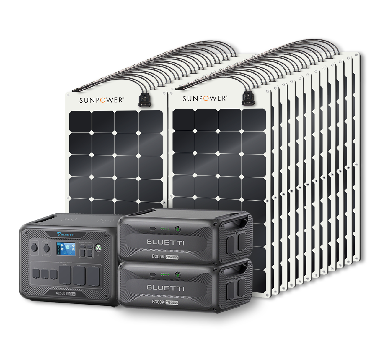 BLUETTI AC500 Portable Power Station +B300K Expansion Battery + Up to 24 x SunPower 100W Flexible Solar Panels