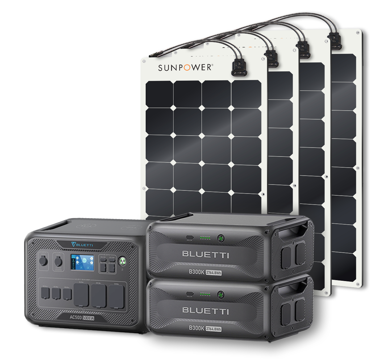 BLUETTI AC500 Portable Power Station +B300K Expansion Battery + Up to 24 x SunPower 100W Flexible Solar Panels