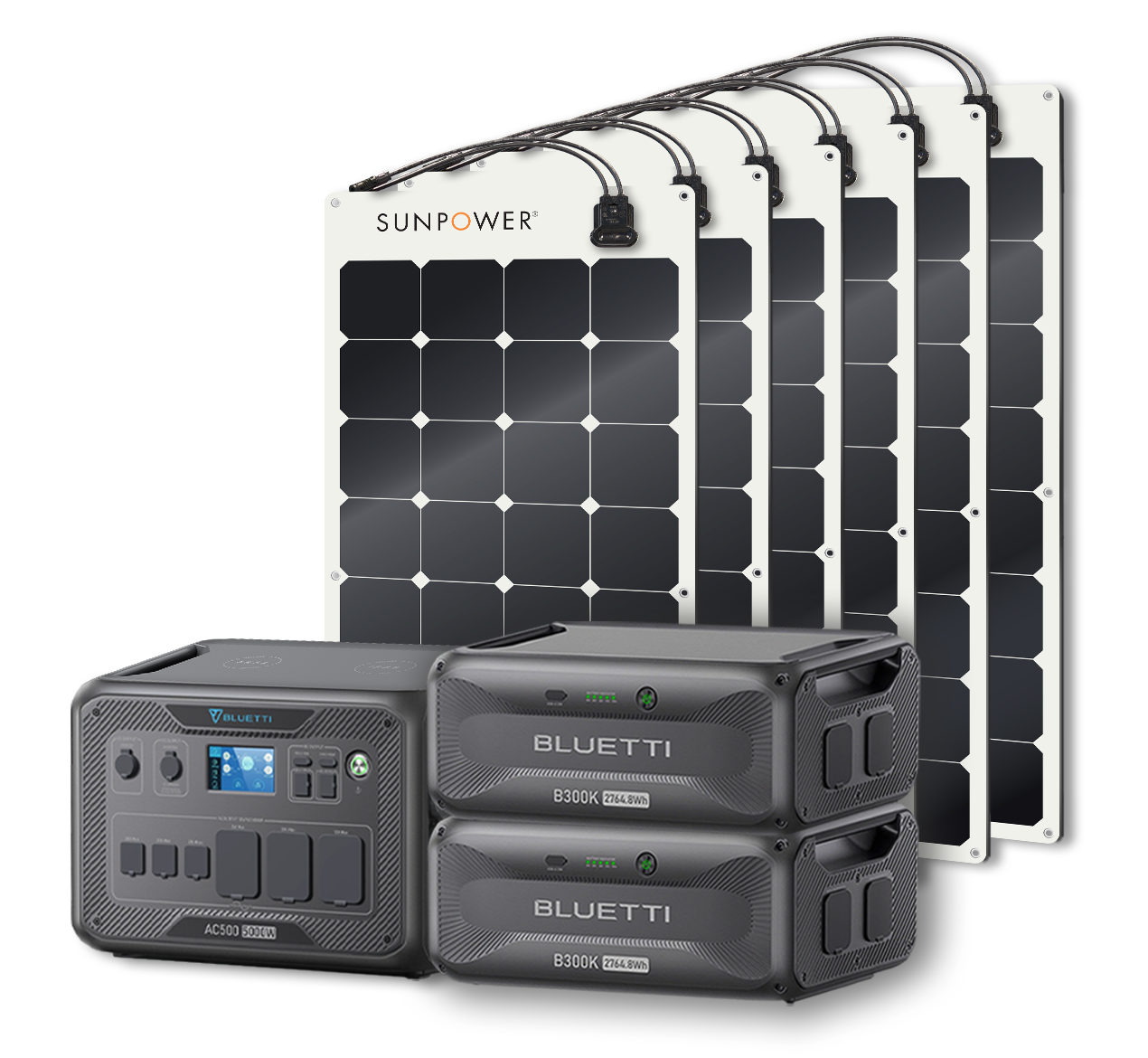 BLUETTI AC500 Portable Power Station +B300K Expansion Battery + Up to 24 x SunPower 100W Flexible Solar Panels