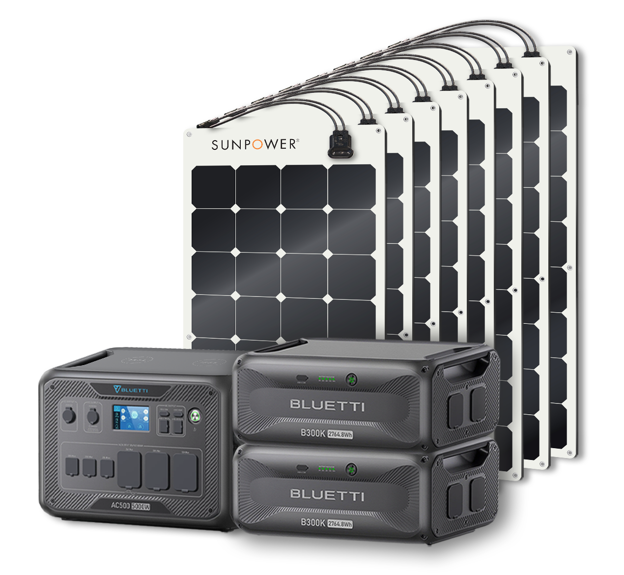 BLUETTI AC500 Portable Power Station +B300K Expansion Battery + Up to 24 x SunPower 100W Flexible Solar Panels