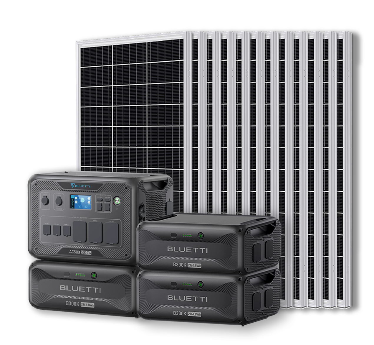 BLUETTI AC500 Portable Power Station +B300K Expansion Battery + Up to 24 x 100W Monocrystalline Solar Panels