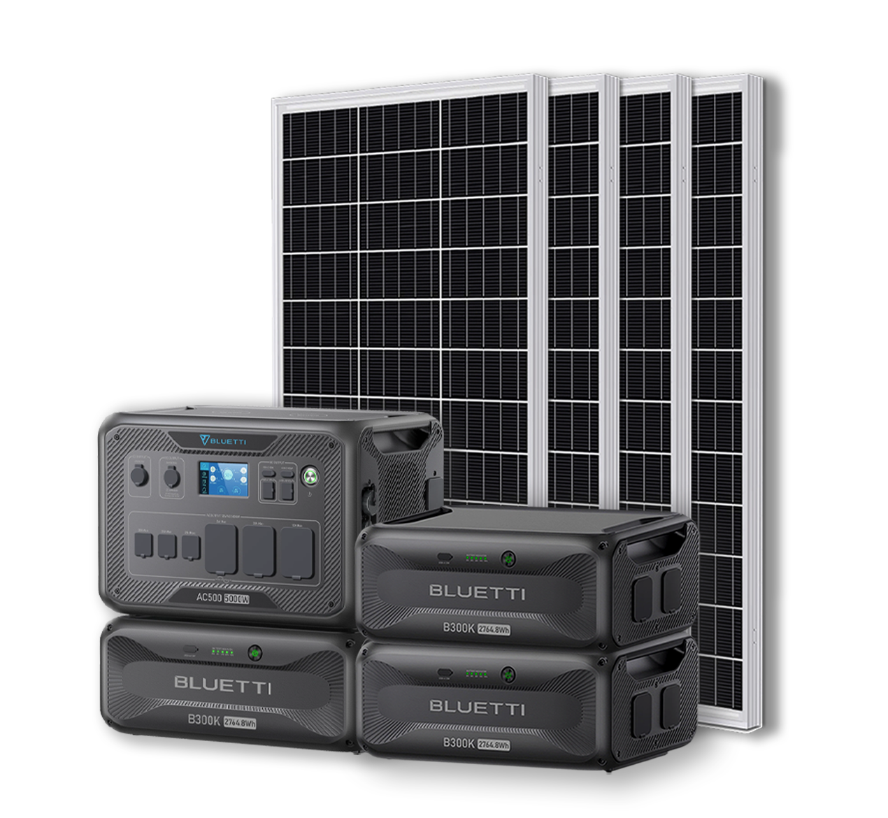 BLUETTI AC500 Portable Power Station +B300K Expansion Battery + Up to 24 x 100W Monocrystalline Solar Panels