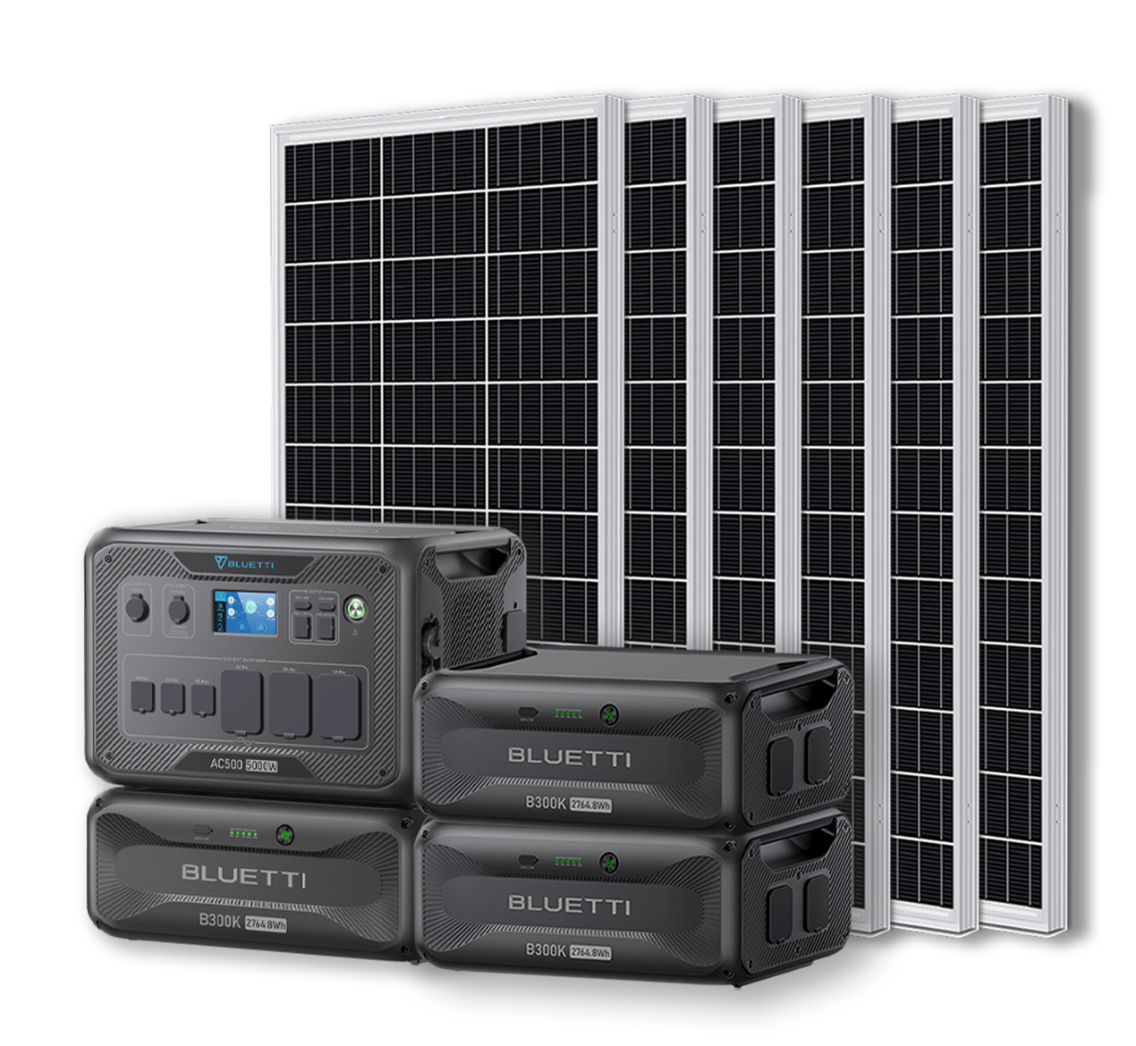 BLUETTI AC500 Portable Power Station +B300K Expansion Battery + Up to 24 x 100W Monocrystalline Solar Panels