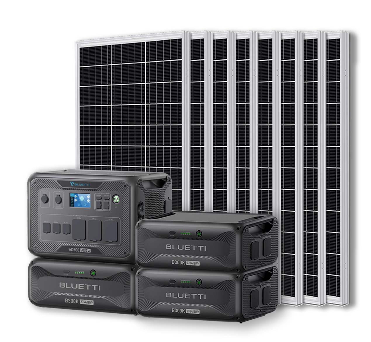 BLUETTI AC500 Portable Power Station +B300K Expansion Battery + Up to 24 x 100W Monocrystalline Solar Panels