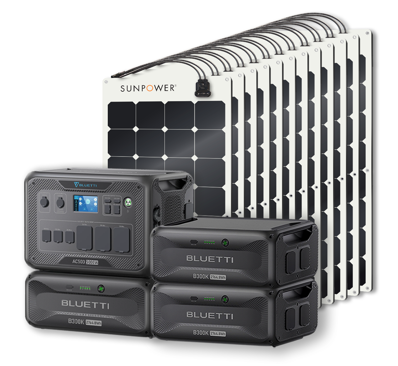 BLUETTI AC500 Portable Power Station +B300K Expansion Battery + Up to 24 x SunPower 100W Flexible Solar Panels