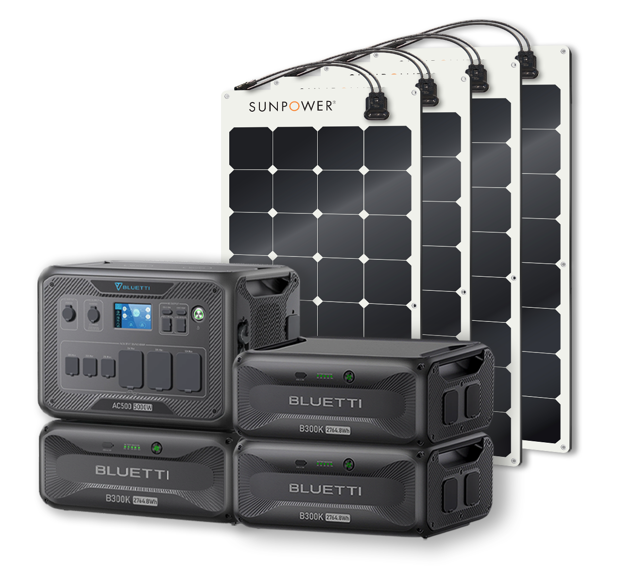 BLUETTI AC500 Portable Power Station +B300K Expansion Battery + Up to 24 x SunPower 100W Flexible Solar Panels