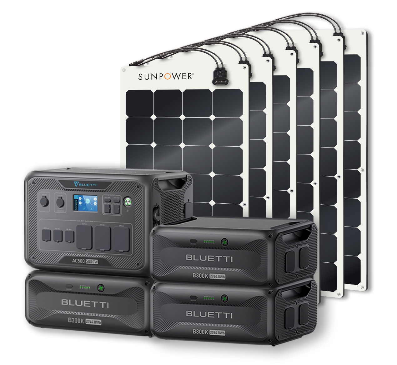 BLUETTI AC500 Portable Power Station +B300K Expansion Battery + Up to 24 x SunPower 100W Flexible Solar Panels