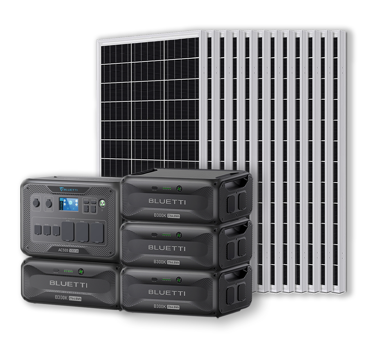 BLUETTI AC500 Portable Power Station +B300K Expansion Battery + Up to 24 x 100W Monocrystalline Solar Panels