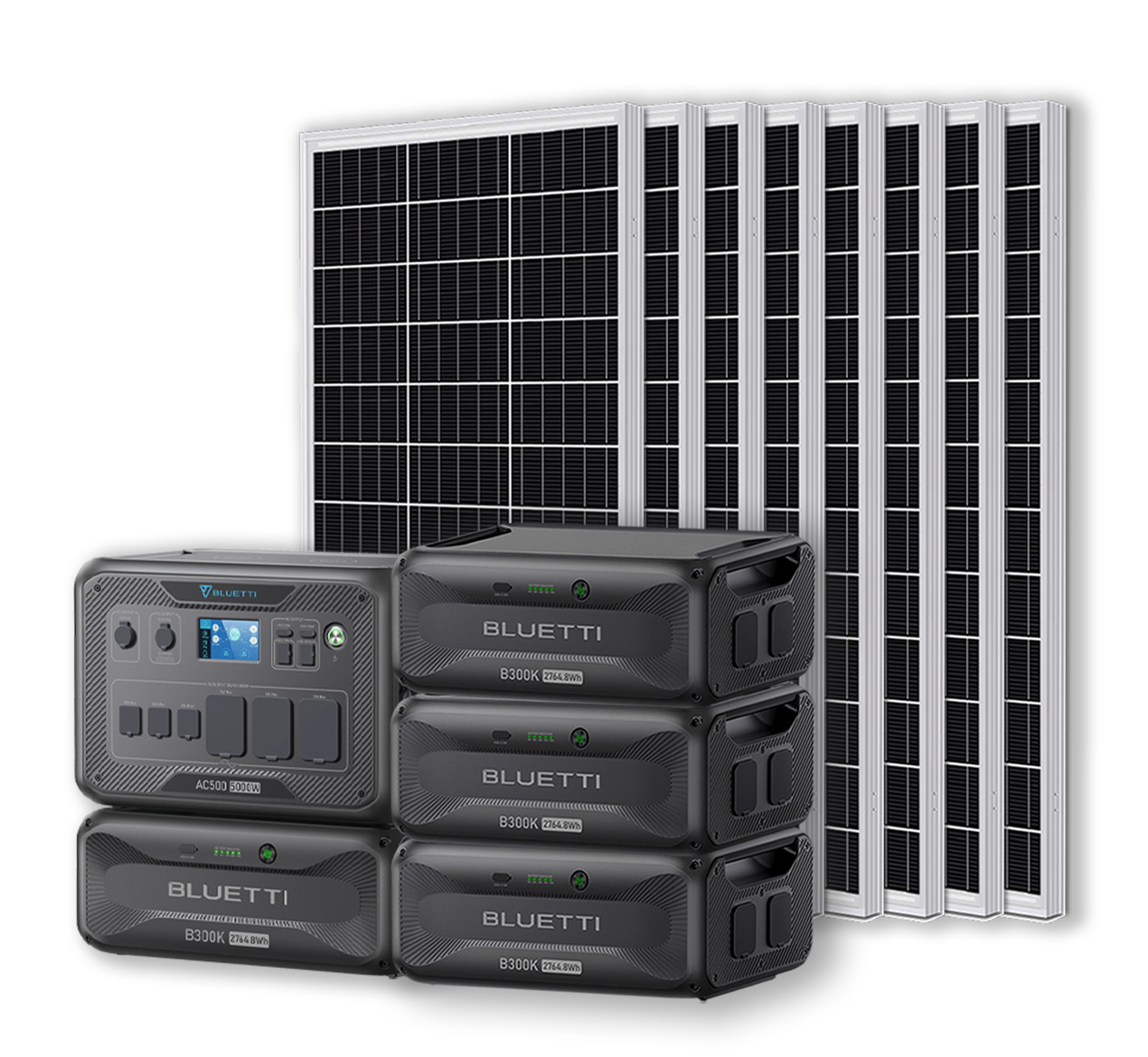 BLUETTI AC500 Portable Power Station +B300K Expansion Battery + Up to 24 x 100W Monocrystalline Solar Panels