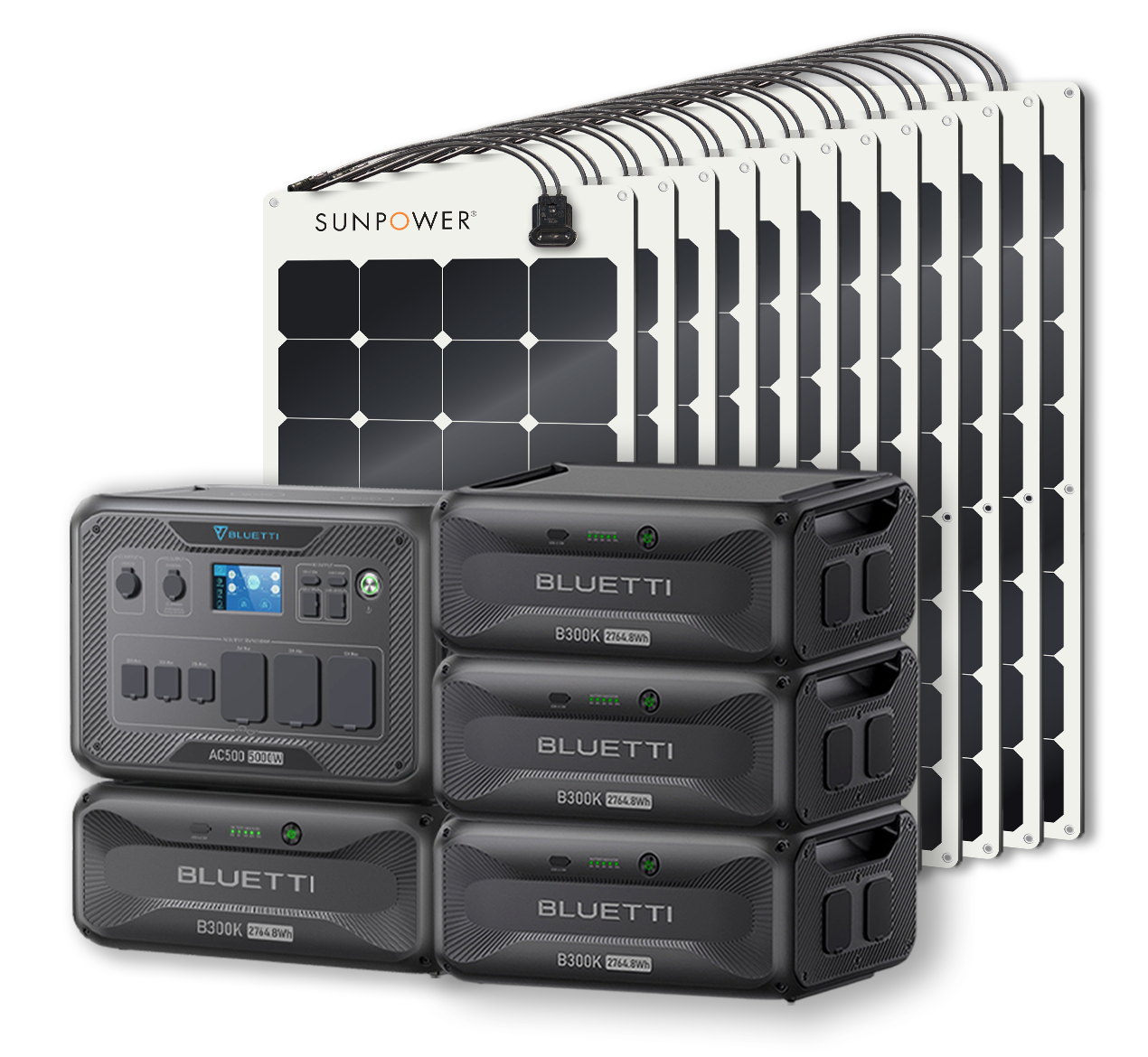 BLUETTI AC500 Portable Power Station +B300K Expansion Battery + Up to 24 x SunPower 100W Flexible Solar Panels