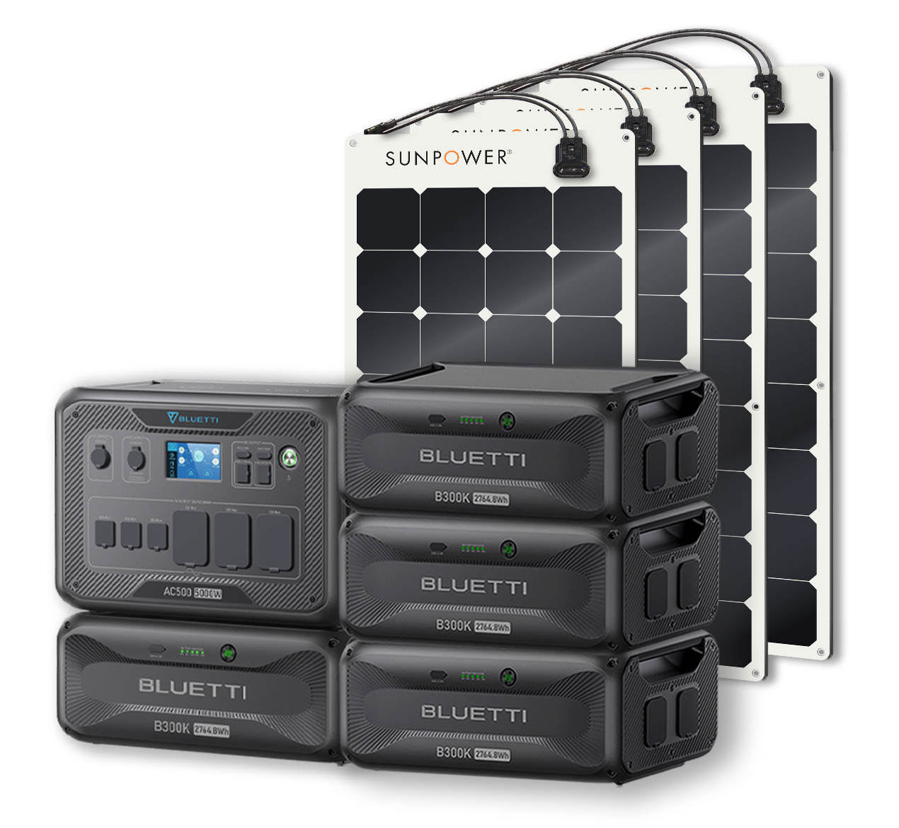 BLUETTI AC500 Portable Power Station +B300K Expansion Battery + Up to 24 x SunPower 100W Flexible Solar Panels