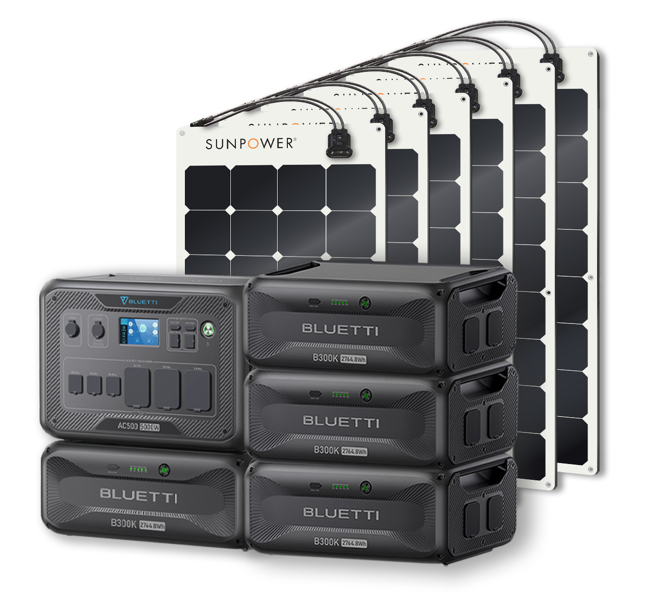 BLUETTI AC500 Portable Power Station +B300K Expansion Battery + Up to 24 x SunPower 100W Flexible Solar Panels