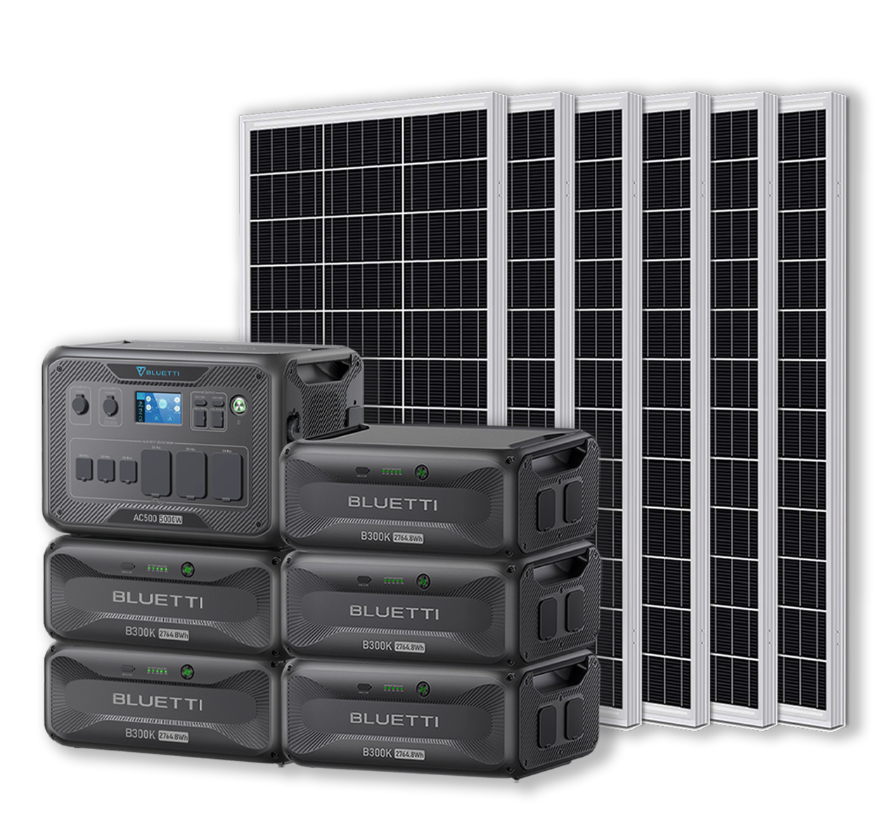 BLUETTI AC500 Portable Power Station +B300K Expansion Battery + Up to 24 x 100W Monocrystalline Solar Panels