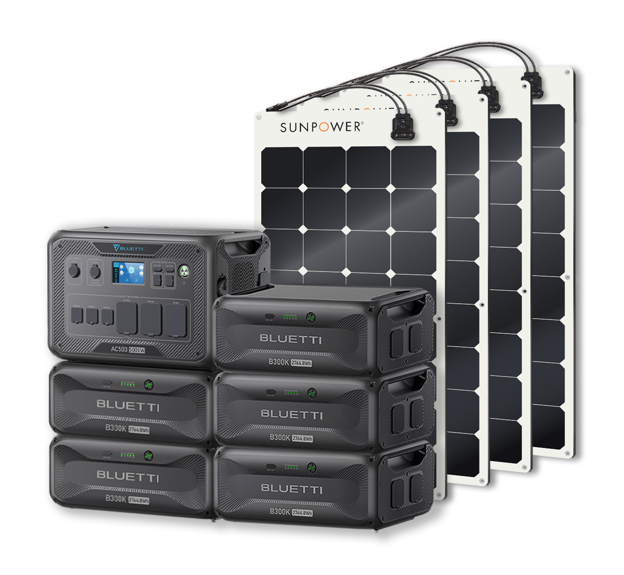 BLUETTI AC500 Portable Power Station +B300K Expansion Battery + Up to 24 x SunPower 100W Flexible Solar Panels