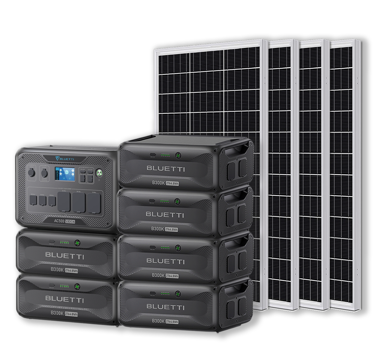 BLUETTI AC500 Portable Power Station +B300K Expansion Battery + Up to 24 x 100W Monocrystalline Solar Panels