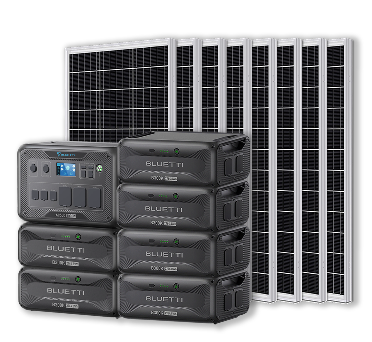 BLUETTI AC500 Portable Power Station +B300K Expansion Battery + Up to 24 x 100W Monocrystalline Solar Panels