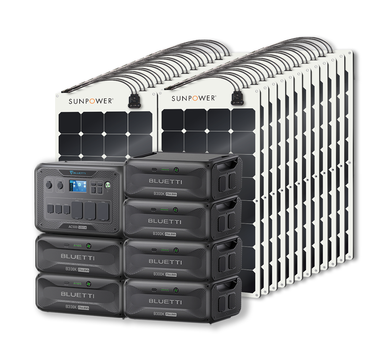 BLUETTI AC500 Portable Power Station +B300K Expansion Battery + Up to 24 x SunPower 100W Flexible Solar Panels