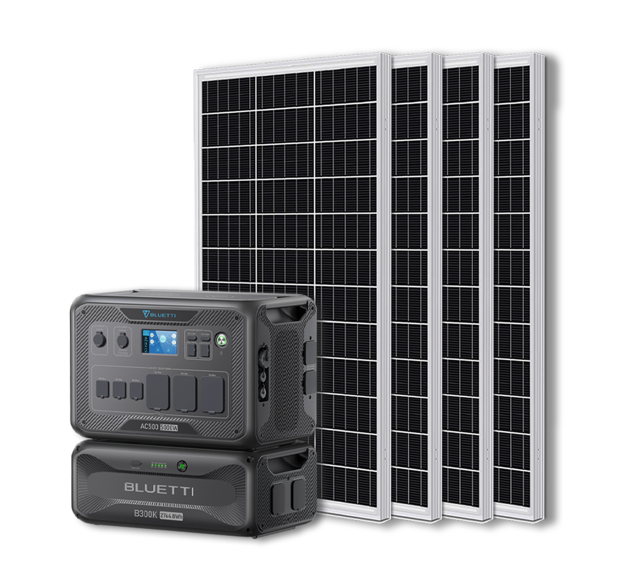 BLUETTI AC500 Portable Power Station +B300K Expansion Battery + Up to 24 x 100W Monocrystalline Solar Panels