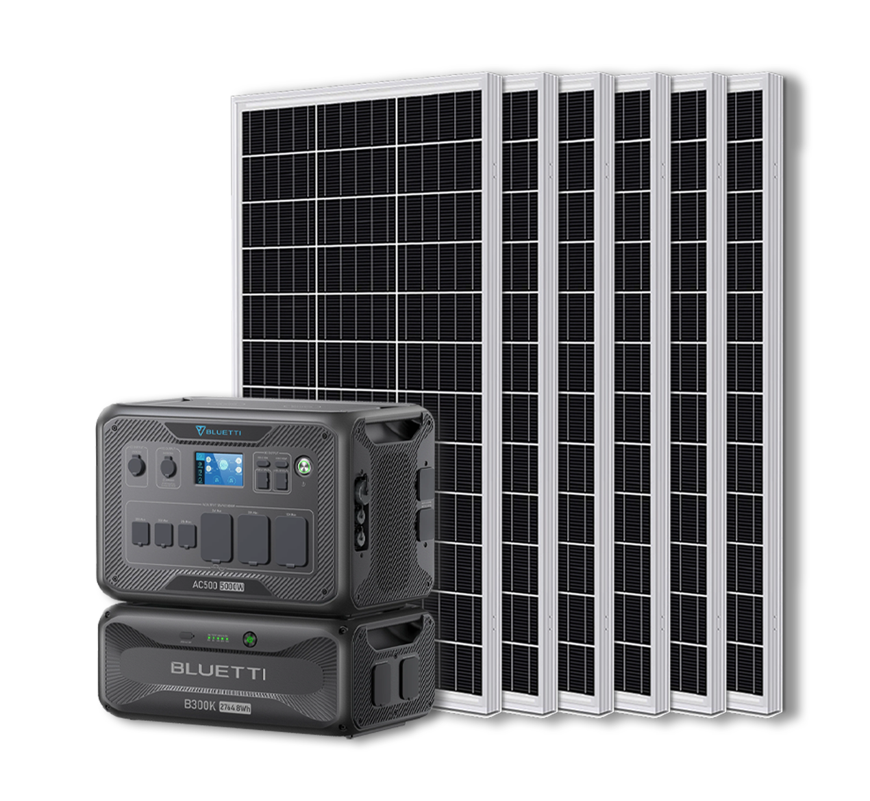 BLUETTI AC500 Portable Power Station +B300K Expansion Battery + Up to 24 x 100W Monocrystalline Solar Panels