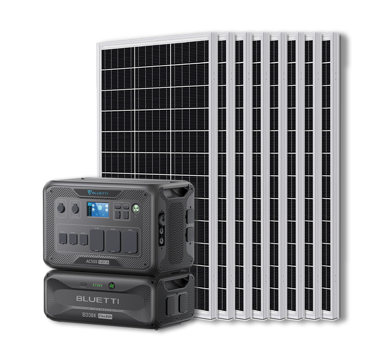 BLUETTI AC500 Portable Power Station +B300K Expansion Battery + Up to 24 x 100W Monocrystalline Solar Panels