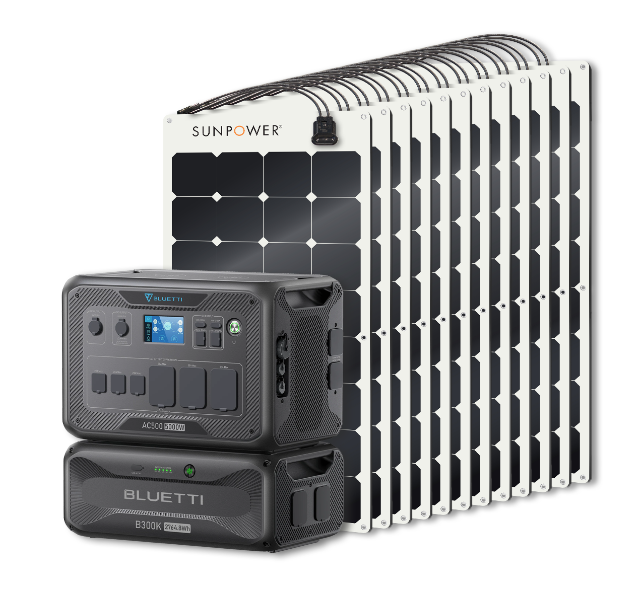 BLUETTI AC500 Portable Power Station +B300K Expansion Battery + Up to 24 x SunPower 100W Flexible Solar Panels