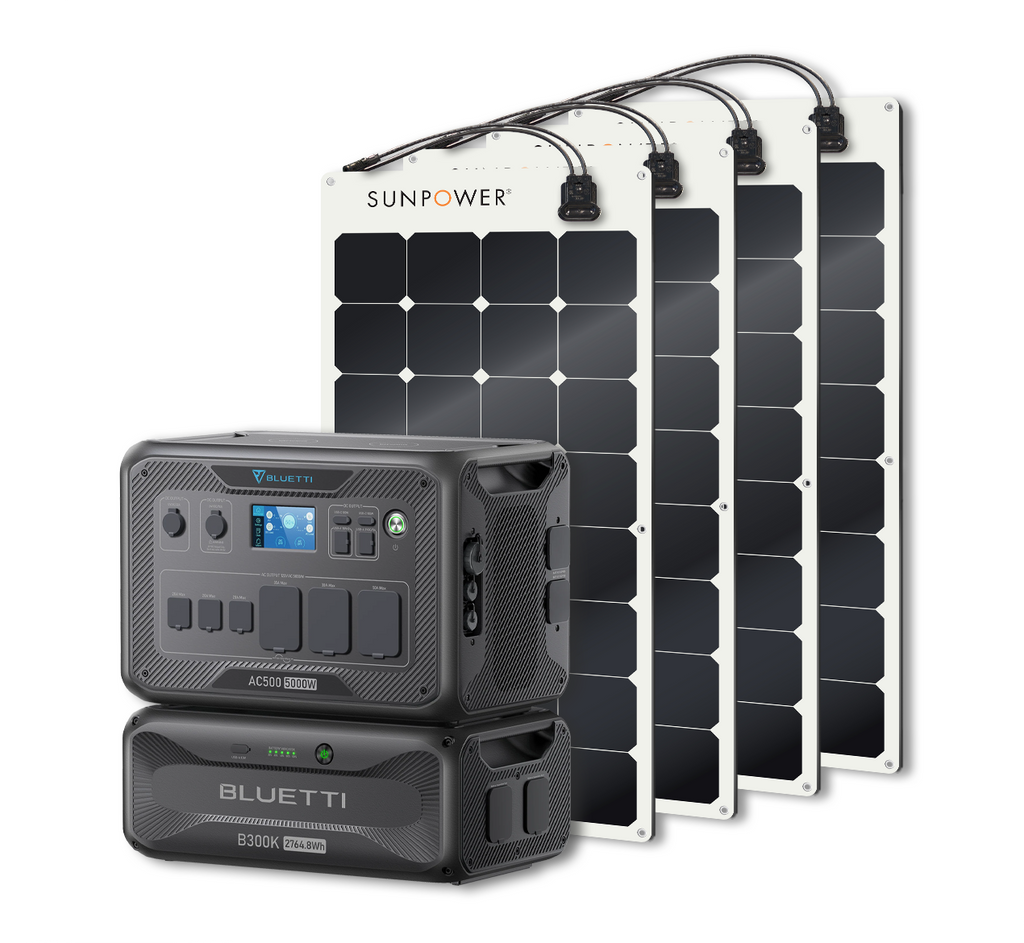 BLUETTI AC500 Portable Power Station +B300K Expansion Battery + Up to 24 x SunPower 100W Flexible Solar Panels