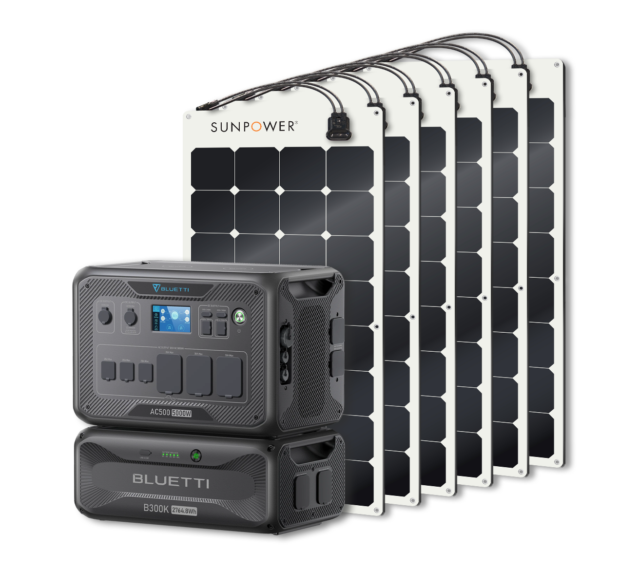 BLUETTI AC500 Portable Power Station +B300K Expansion Battery + Up to 24 x SunPower 100W Flexible Solar Panels