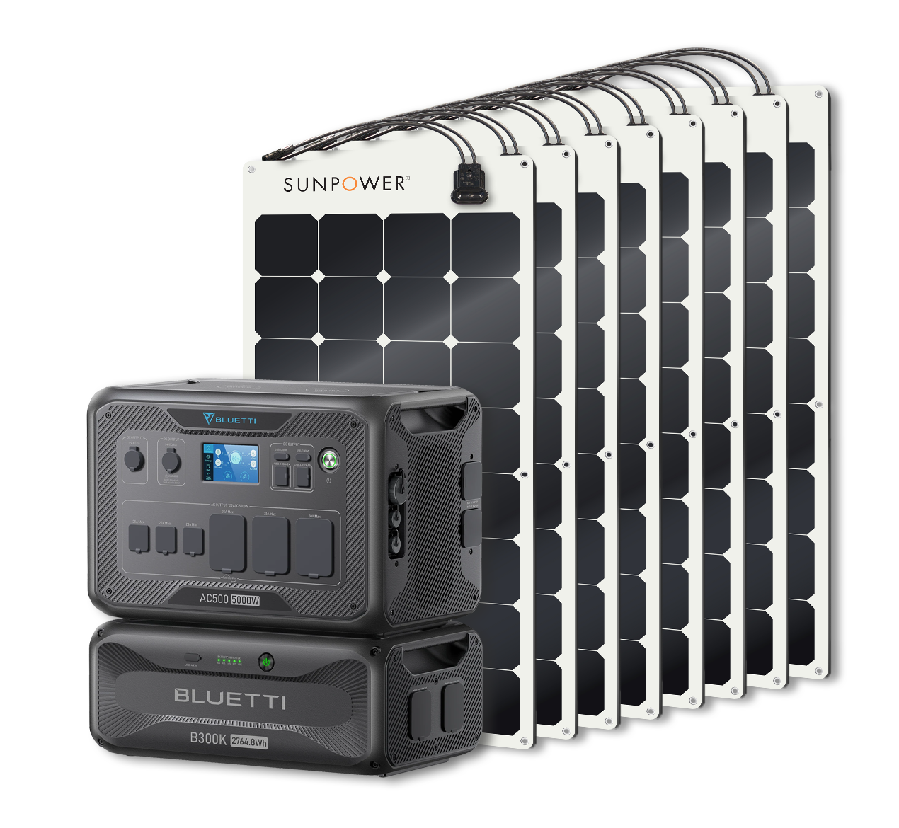 BLUETTI AC500 Portable Power Station +B300K Expansion Battery + Up to 24 x SunPower 100W Flexible Solar Panels