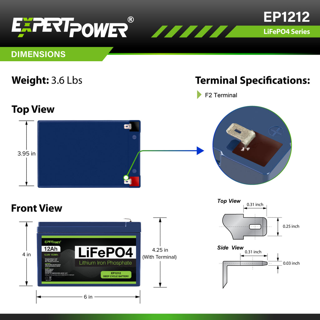 12V 12Ah LiFePO4 - EP1212