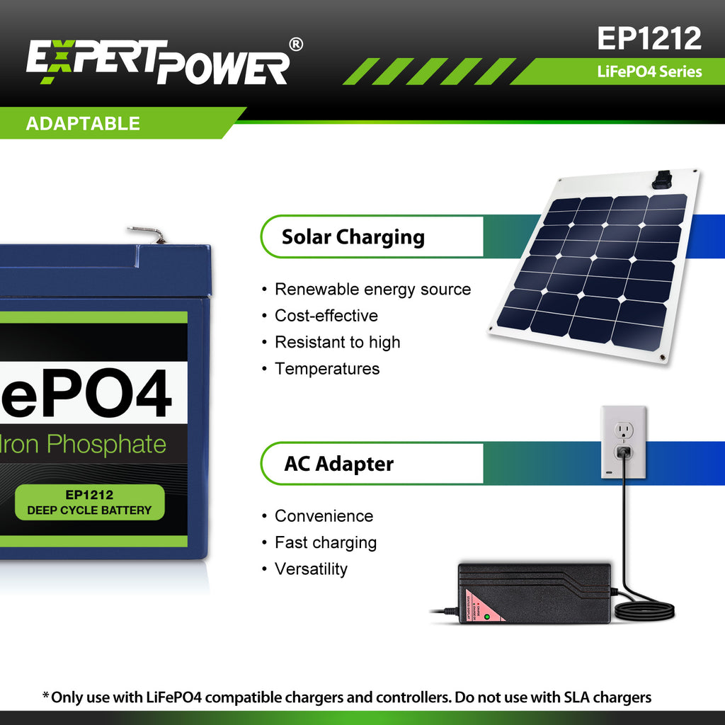 12V 12Ah LiFePO4 - EP1212 - ExpertPower Direct