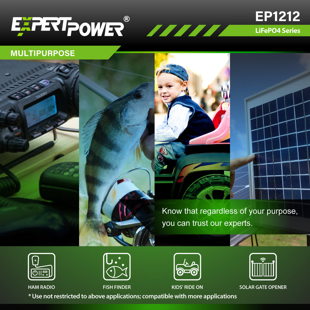 12V 12Ah LiFePO4 - EP1212 - ExpertPower Direct