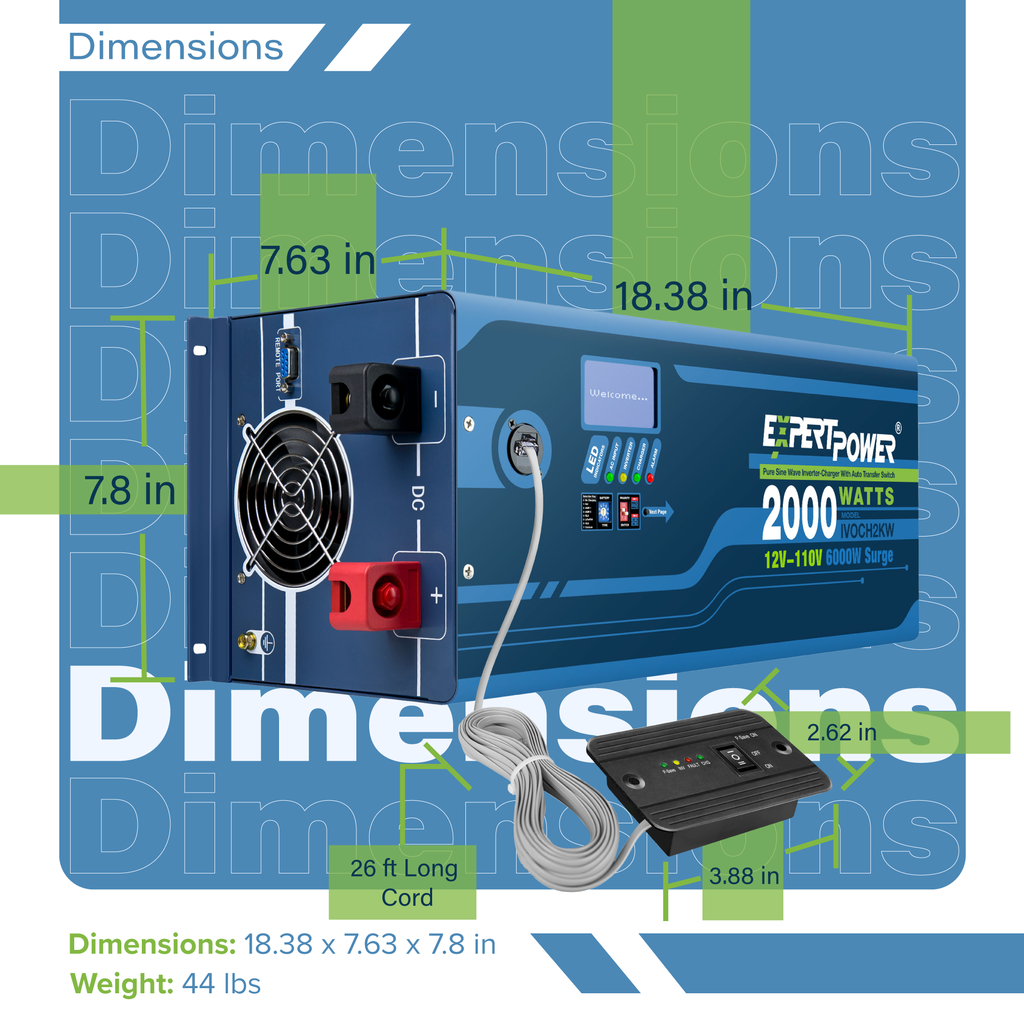 12V 2KW Pure Sine Wave Inverter Charger