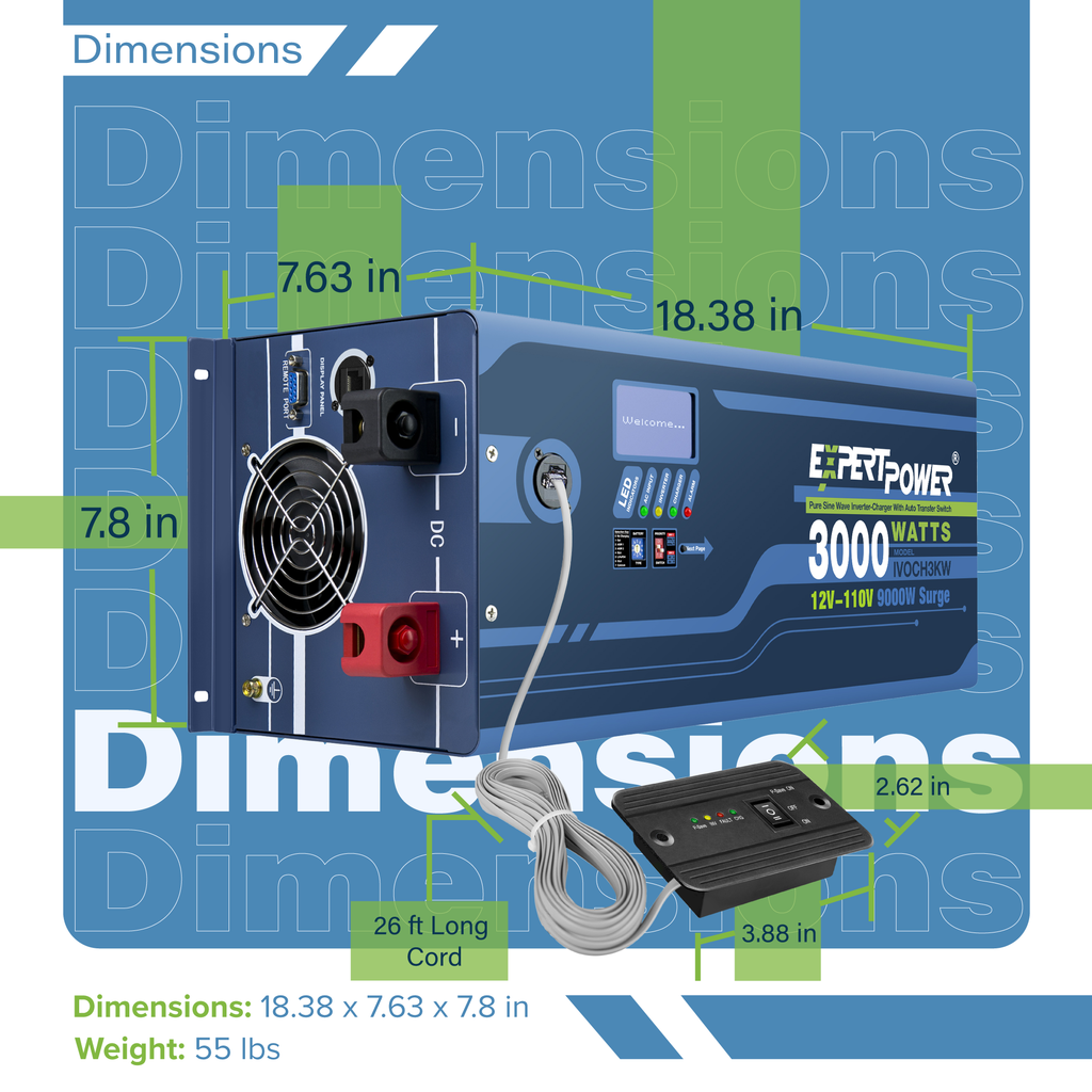 12V 3KW Pure Sine Wave Inverter Charger