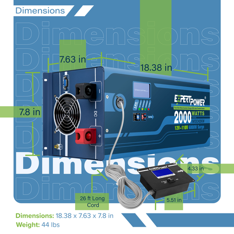 12V 2KW Pure Sine Wave Inverter Charger - ExpertPower Direct