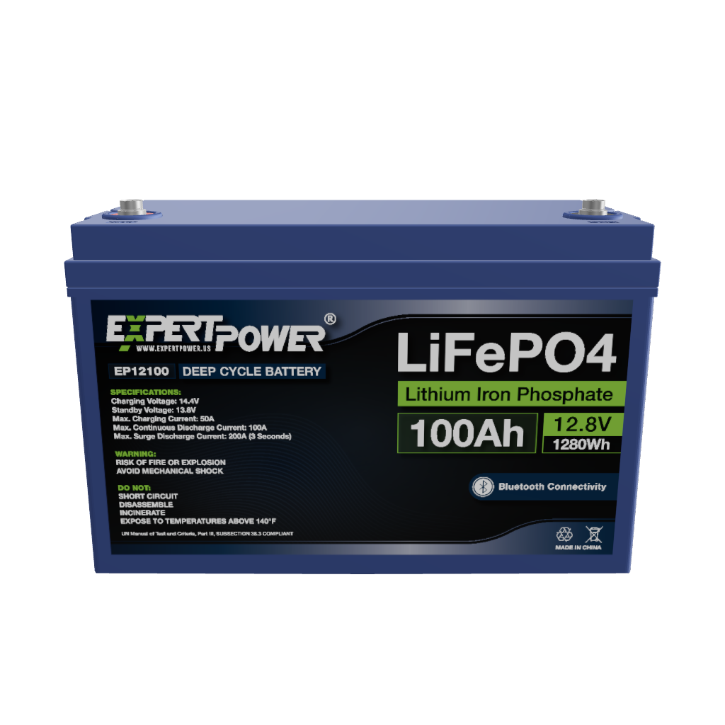PUPVWMHB 12V 100Ah MINI LiFePO4 Lithium Battery, Bluetooth Lithium  Battery,100A BMS,Up to 15000 Cycles, Max.1280Wh Energy with 10 Years  Lifetime Low