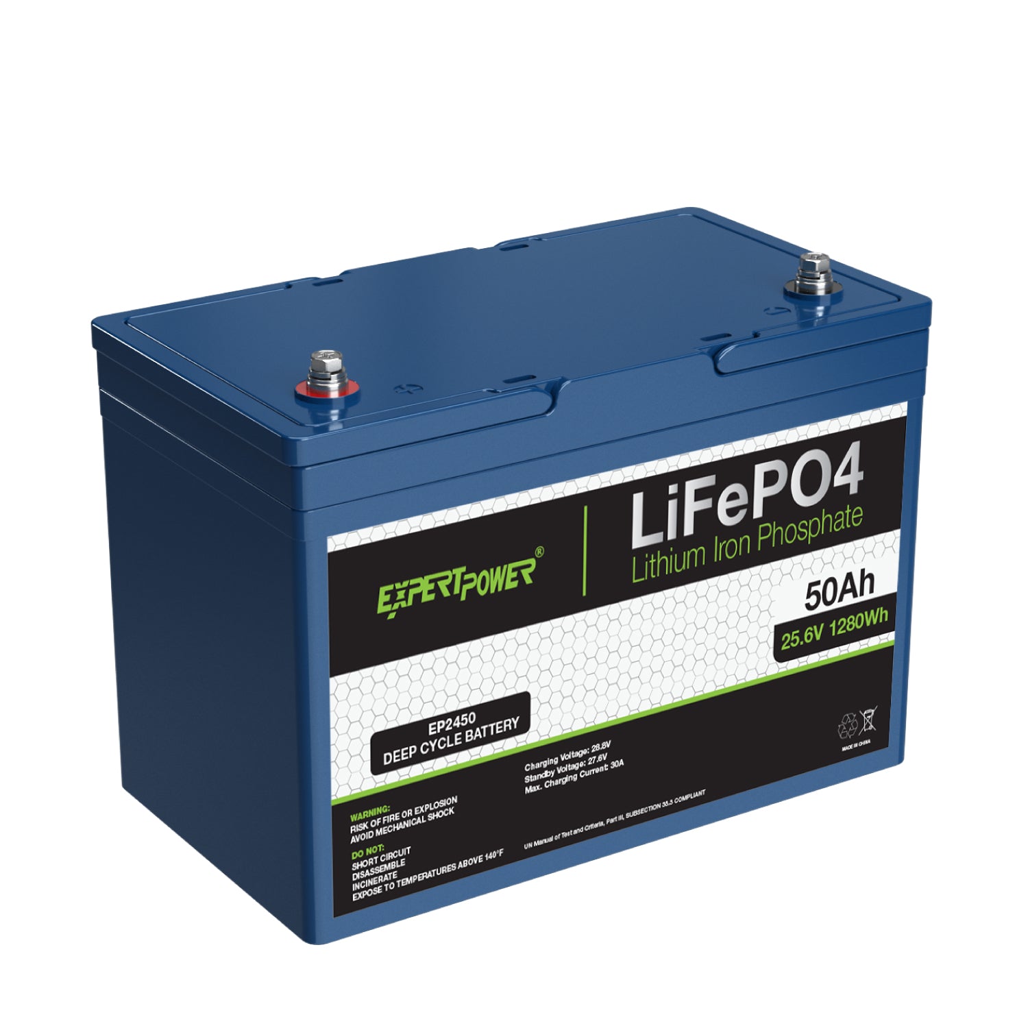 24V 50Ah LiFePO4 Deep Cycle Rechargeable Battery 2500-7000 Life Cycles   10-Year lifetime Built-in BMS ExpertPower Direct