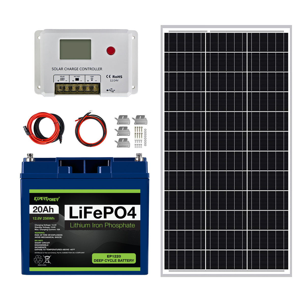 12V 20Ah 100W Panel Off-Grid Solar System Starter Kit | 10A PWM Solar ...