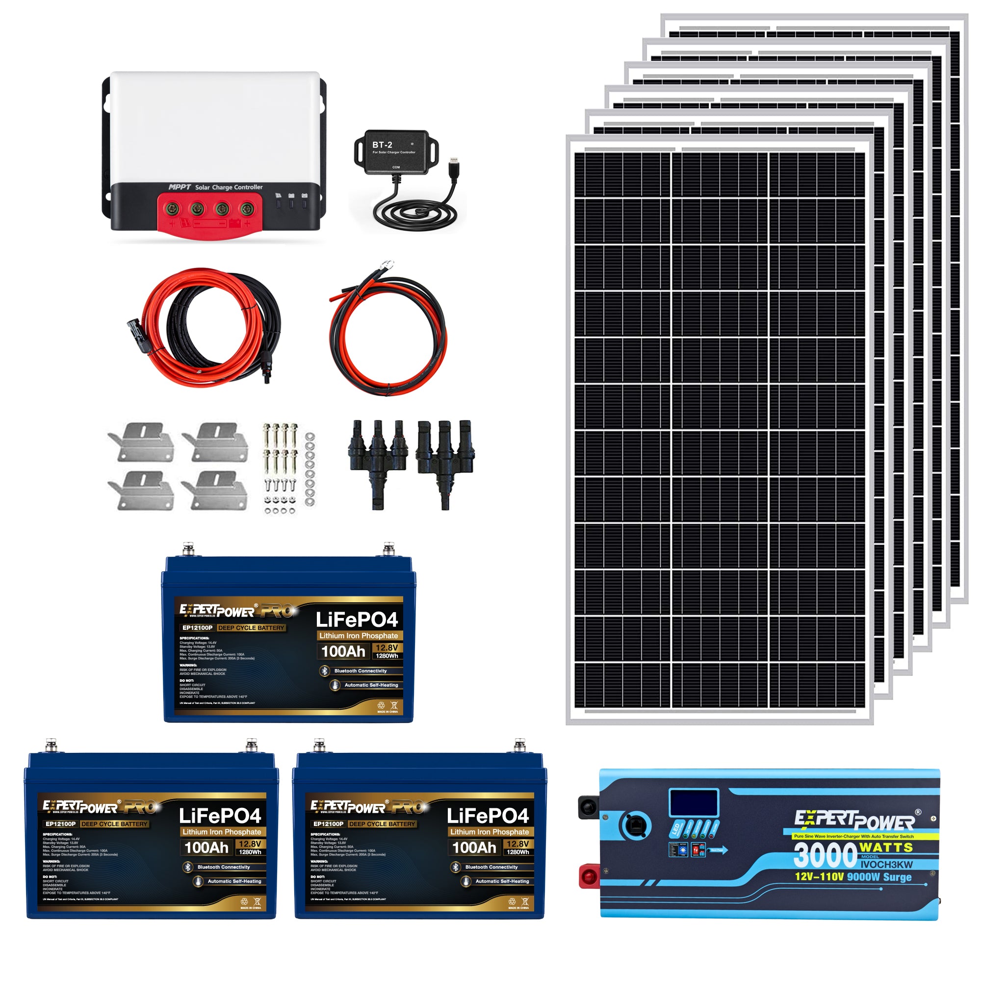 国内発送】 Kit Solar ExpertPower 5KWH & 12V 200Ah Solar Off-Grid